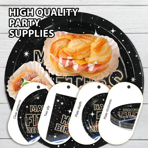 96 Pcs Galaxy 50th Birthday Party Plates and Napkins - Grencian