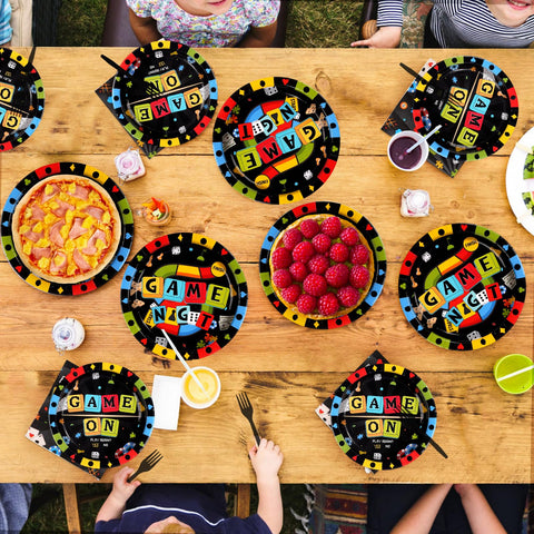 96 Pcs Game Night Video Party Plates and Napkins - Grencian
