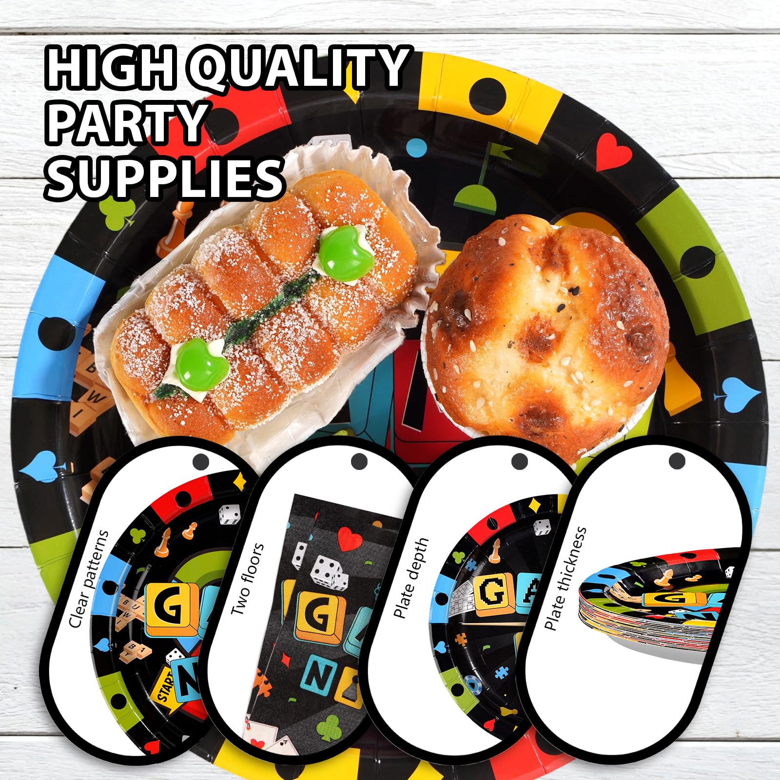 96 Pcs Game Night Video Party Plates and Napkins - Grencian
