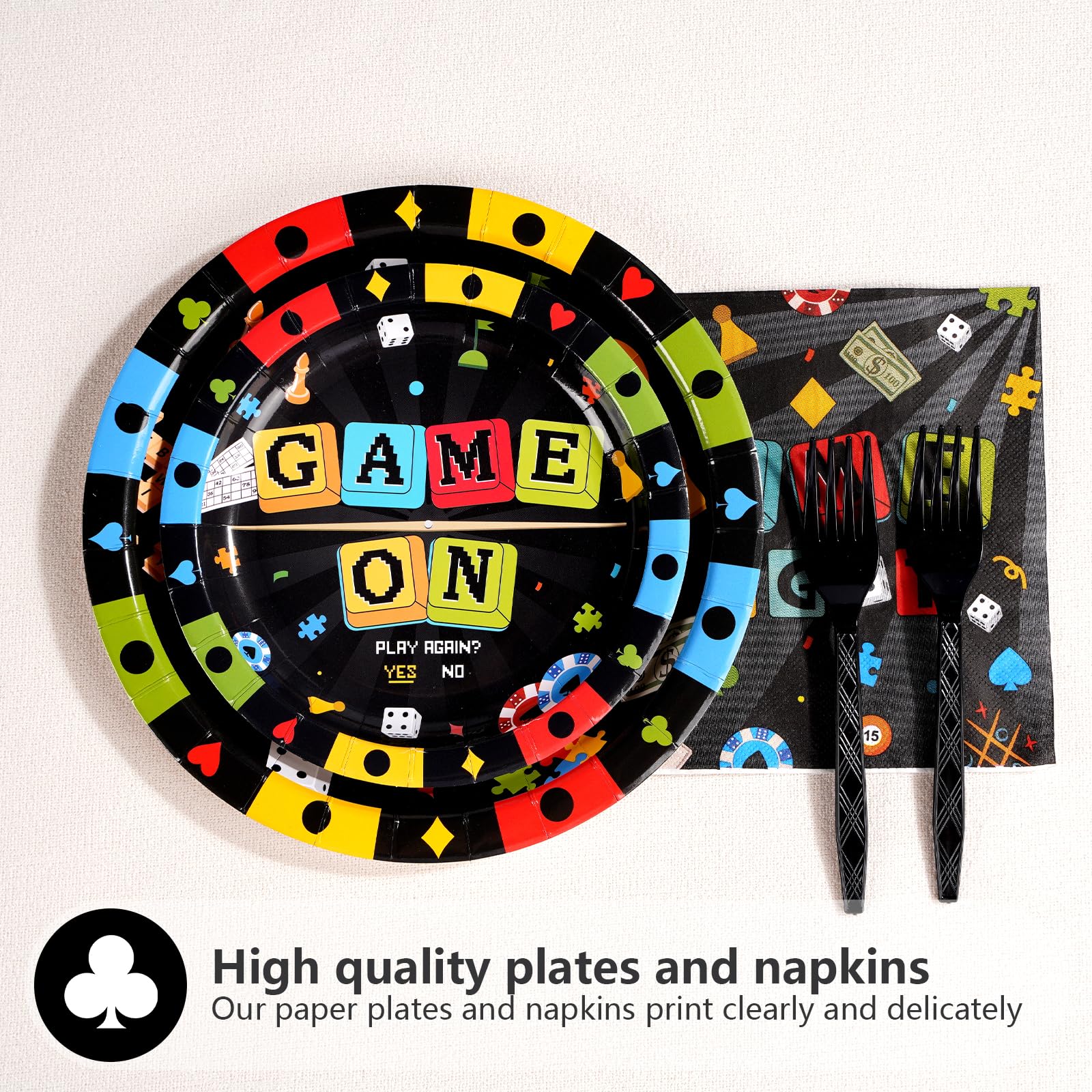 96 Pcs Game Night Video Party Plates and Napkins - Grencian