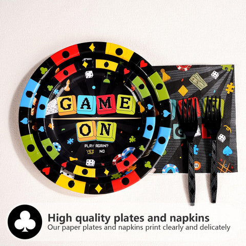 96 Pcs Game Night Video Party Plates and Napkins - Grencian