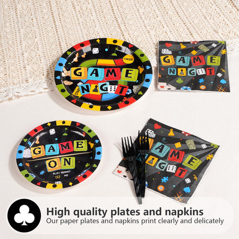 96 Pcs Game Night Video Party Plates and Napkins - Grencian