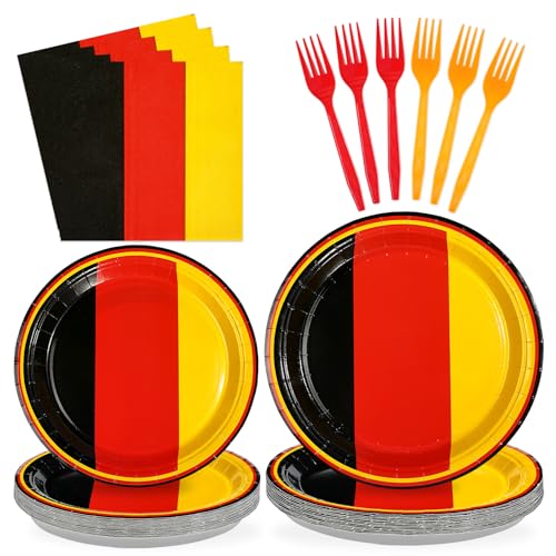 96 Pcs German Flag Party Plates and Napkins - Grencian