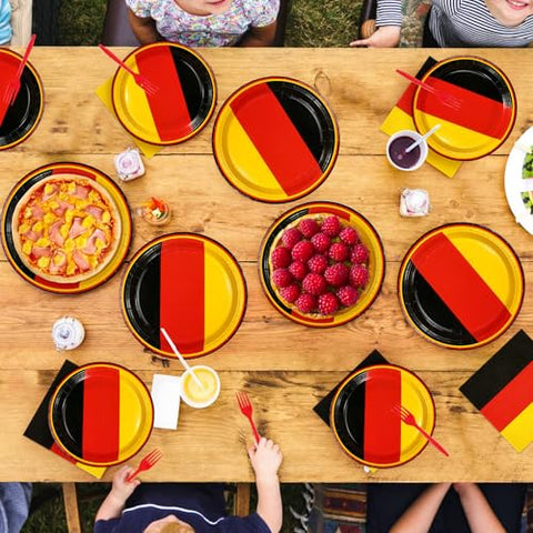 96 Pcs German Flag Party Plates and Napkins - Grencian