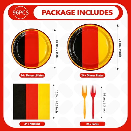 96 Pcs German Flag Party Plates and Napkins - Grencian