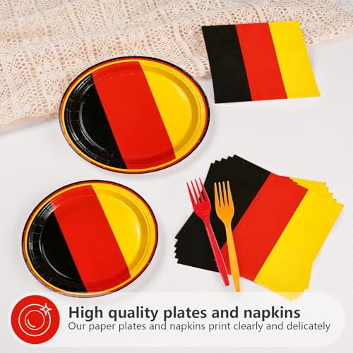 96 Pcs German Flag Party Plates and Napkins - Grencian