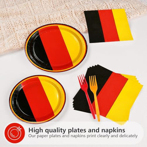 96 Pcs German Flag Party Plates and Napkins - Grencian