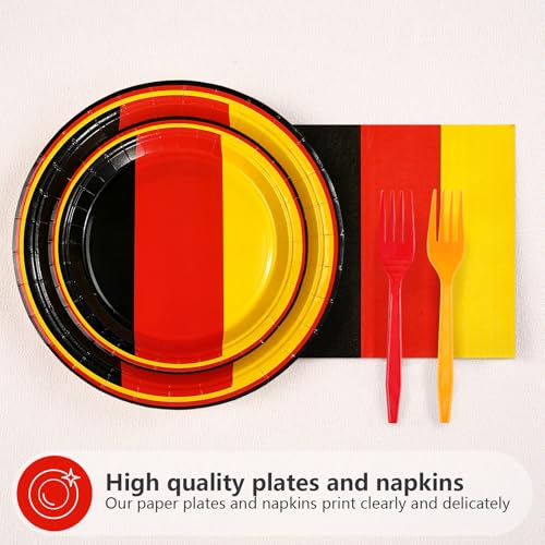 96 Pcs German Flag Party Plates and Napkins - Grencian