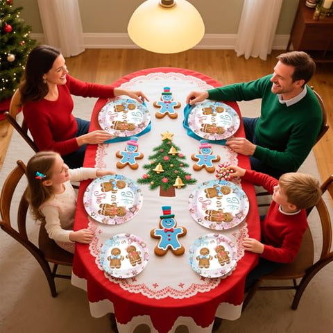96 Pcs Gingerbread Gender Reveal Party Plates and Napkins - Grencian