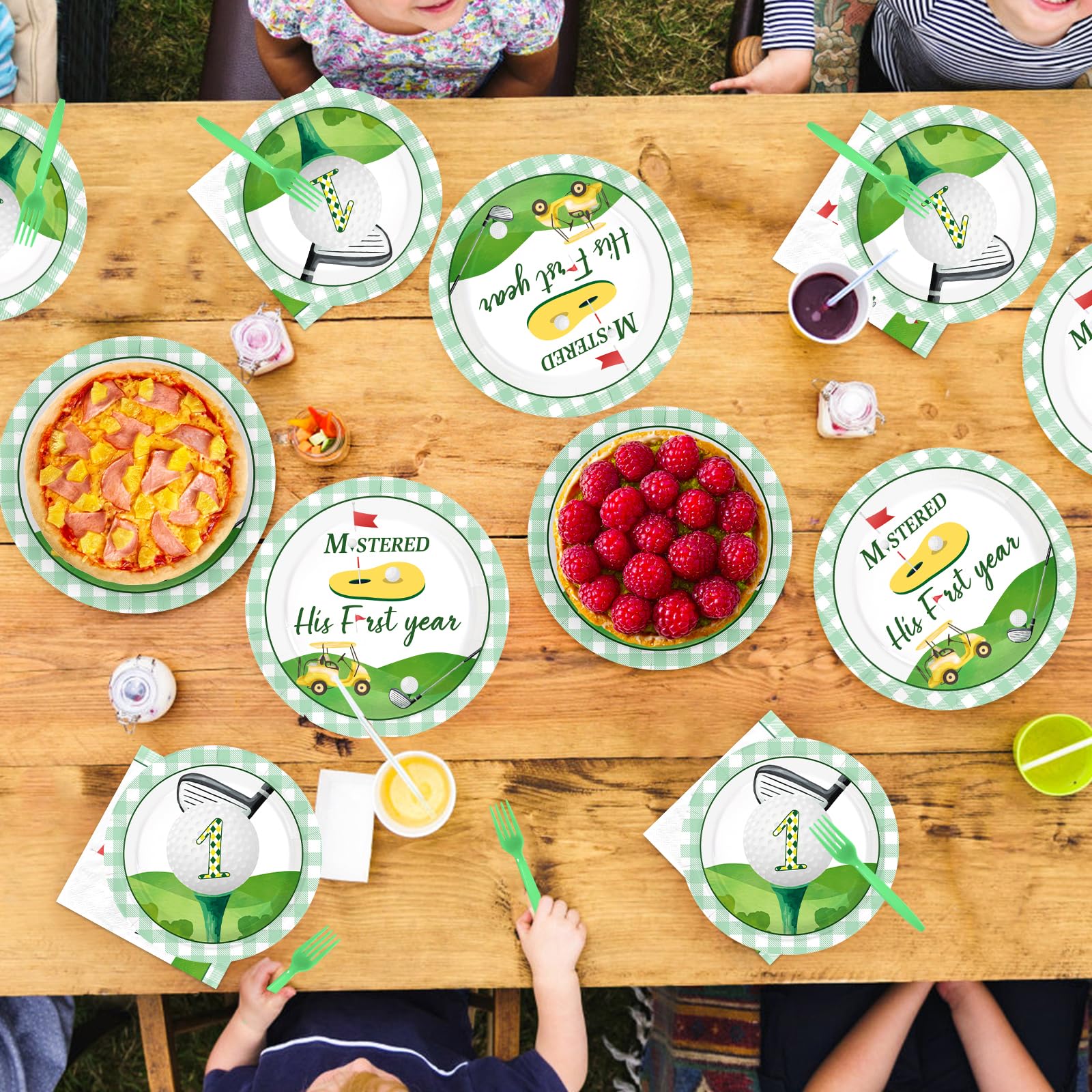 96 Pcs Golf 1st Birthday Party Plates and Napkins - Grencian