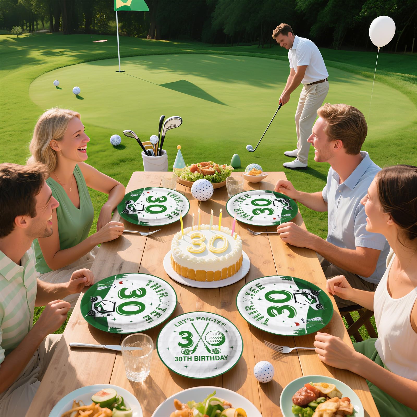 96 Pcs Golf 30th Birthday Party Plates and Napkins - Grencian