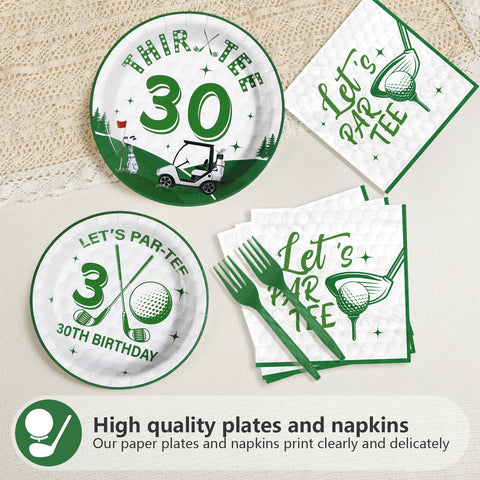96 Pcs Golf 30th Birthday Party Plates and Napkins - Grencian
