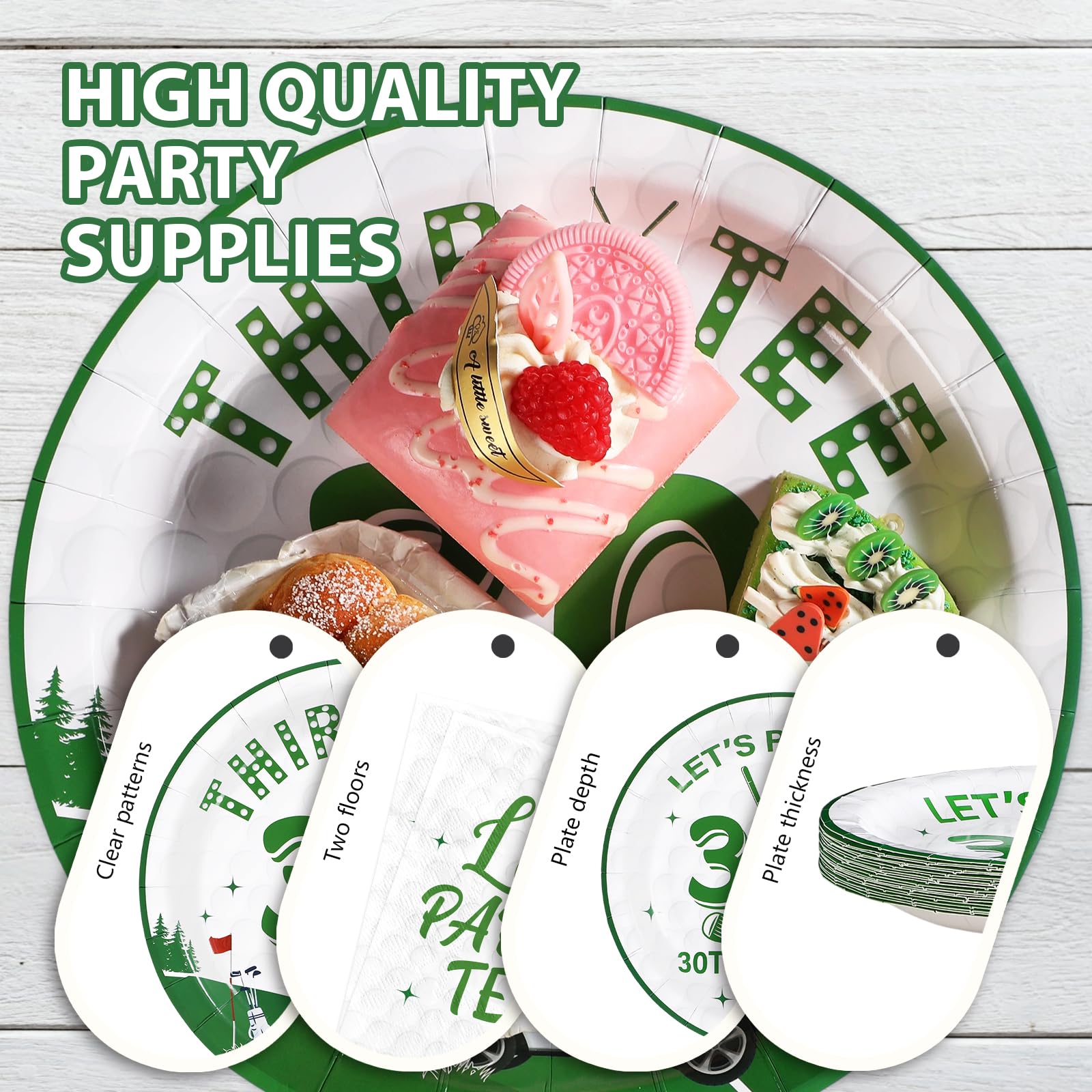 96 Pcs Golf 30th Birthday Party Plates and Napkins - Grencian