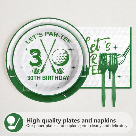 96 Pcs Golf 30th Birthday Party Plates and Napkins - Grencian