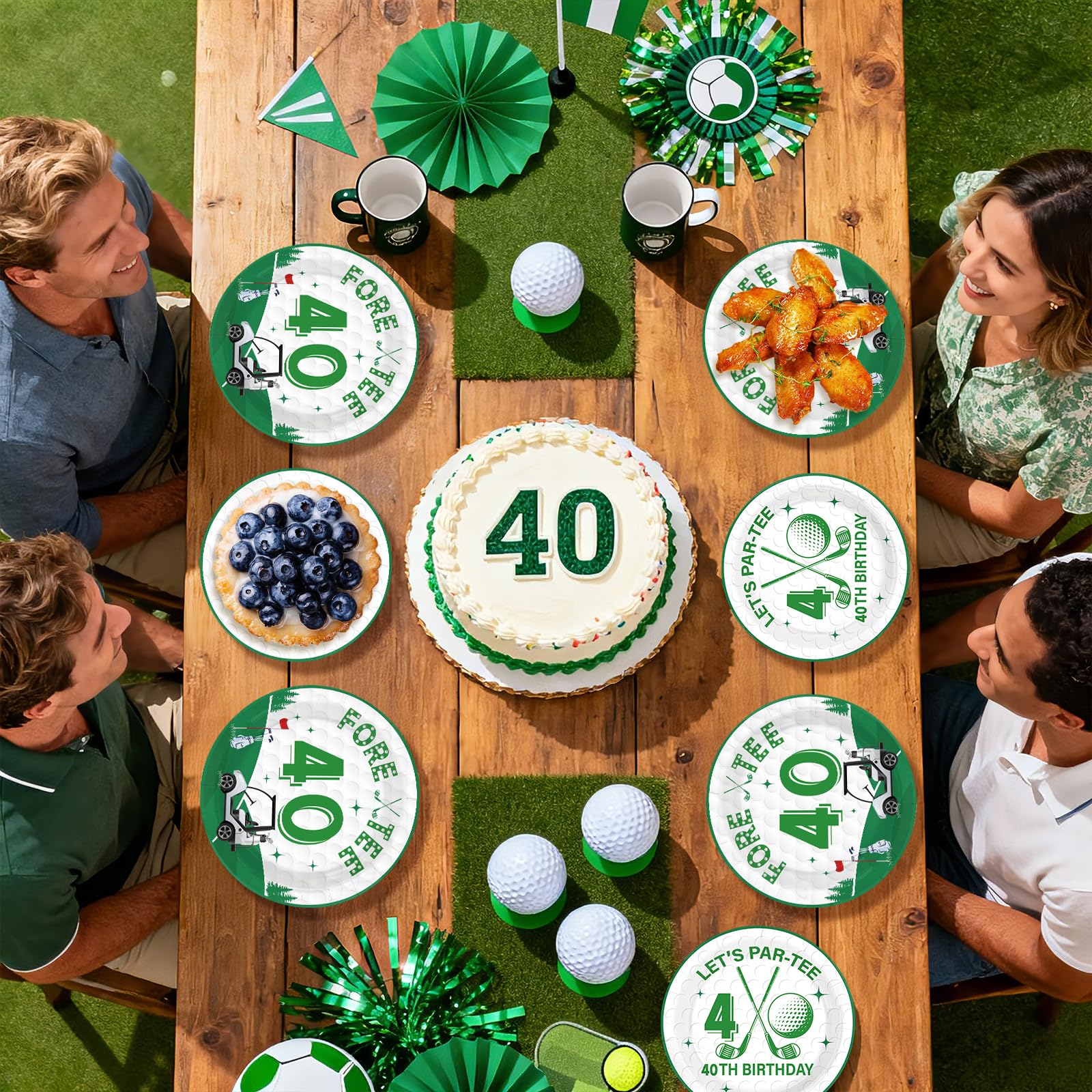 96 Pcs Golf 40th Birthday Party Plates and Napkins - Grencian