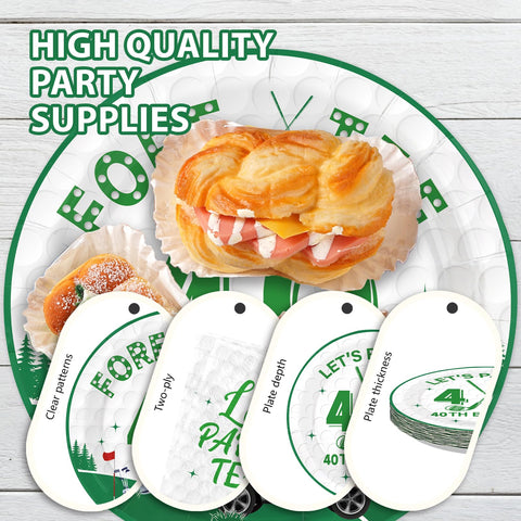 96 Pcs Golf 40th Birthday Party Plates and Napkins - Grencian