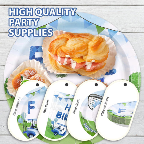 96 Pcs Golf 4th Birthday Party Plates and Napkins - Grencian
