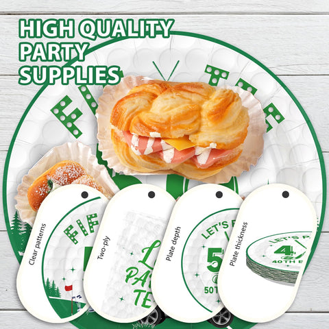 96 Pcs Golf 50th Birthday Party Plates and Napkins - Grencian