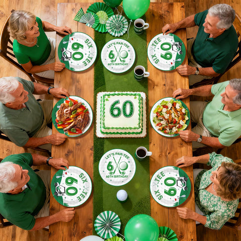96 Pcs Golf 60th Birthday Party Plates and Napkins - Grencian