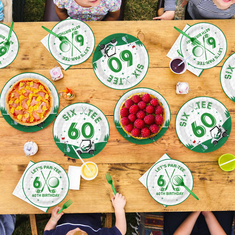 96 Pcs Golf 60th Birthday Party Plates and Napkins - Grencian