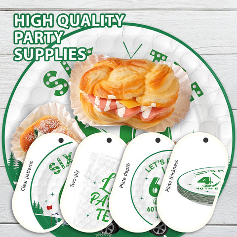 96 Pcs Golf 60th Birthday Party Plates and Napkins - Grencian