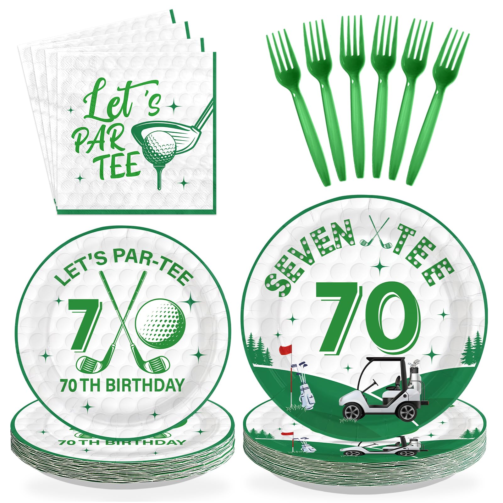 96 Pcs Golf 70th Birthday Party Plates and Napkins - Grencian