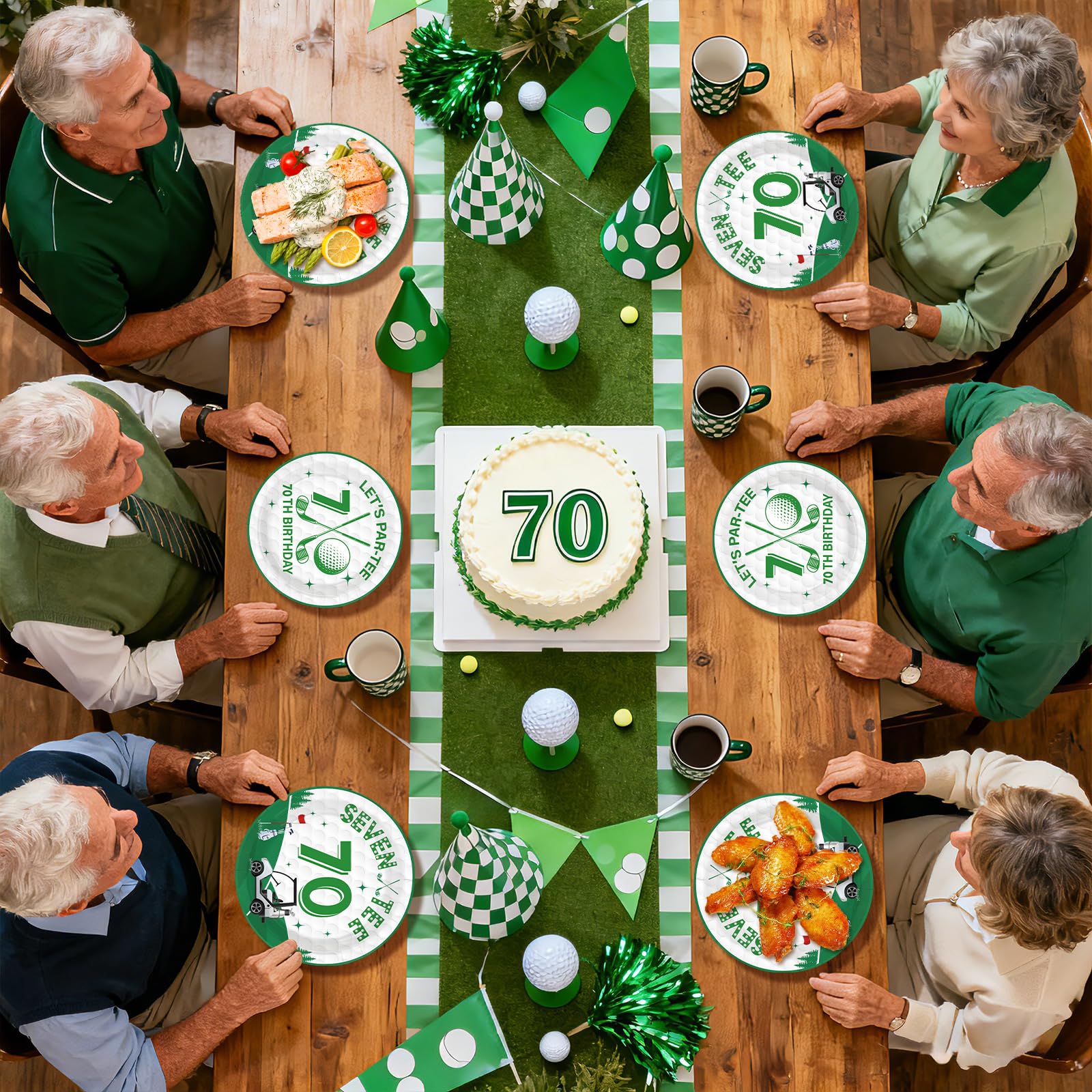 96 Pcs Golf 70th Birthday Party Plates and Napkins - Grencian