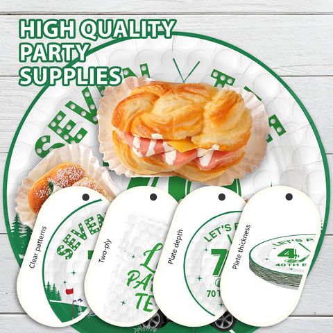 96 Pcs Golf 70th Birthday Party Plates and Napkins - Grencian