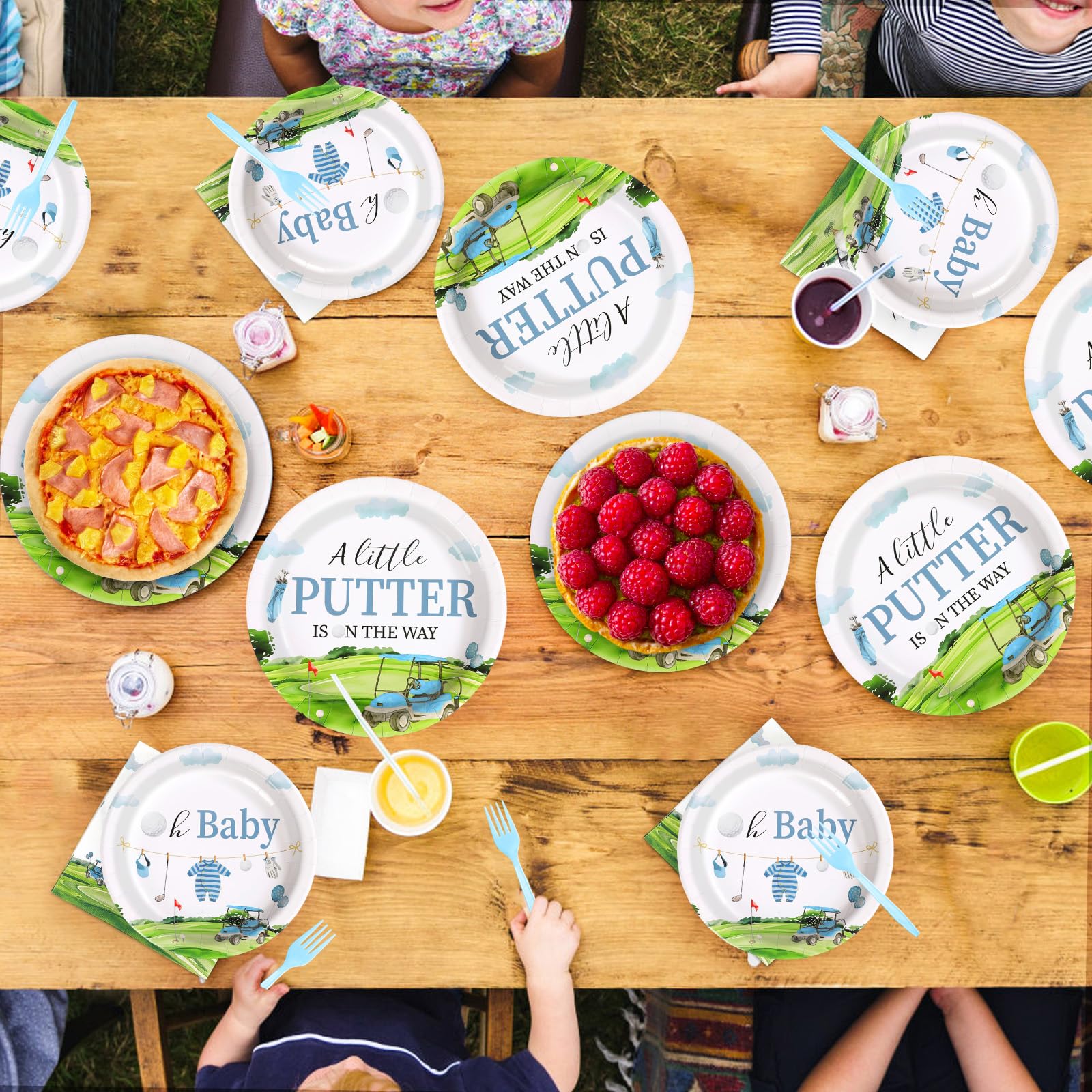 96 Pcs Golf Baby Shower Party Plates and Napkins - Grencian