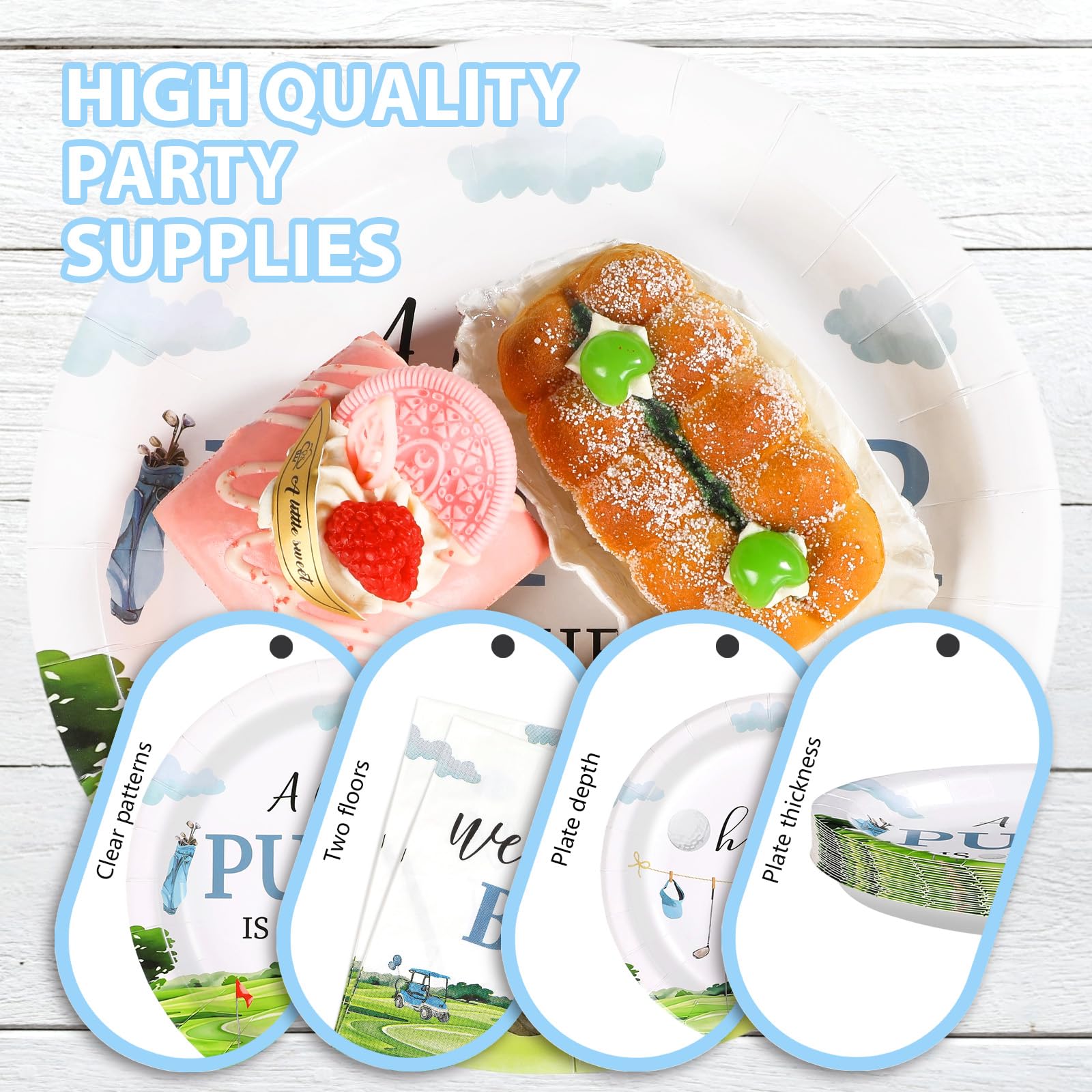 96 Pcs Golf Baby Shower Party Plates and Napkins - Grencian