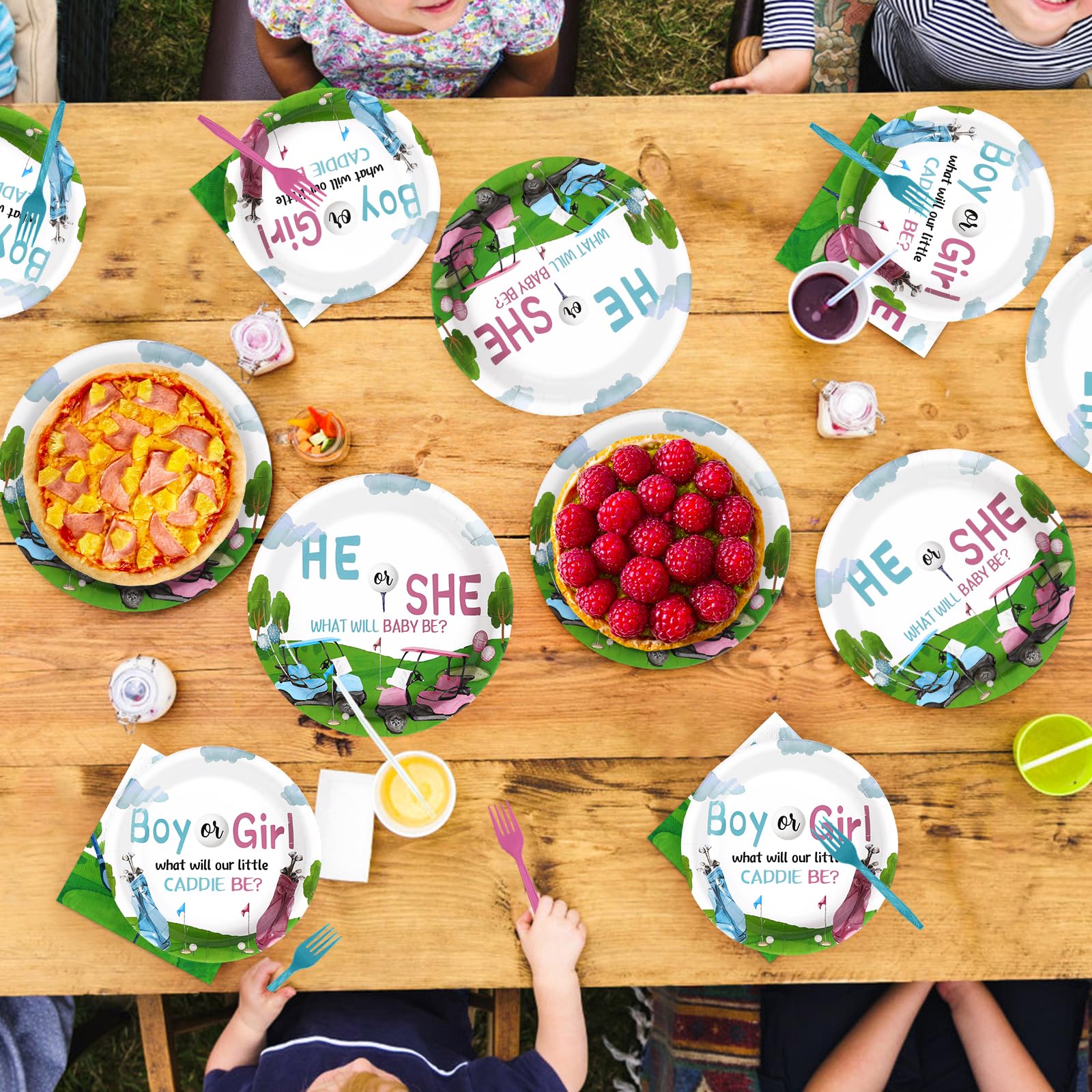 96 Pcs Golf Gender Reveal Party Plates and Napkins - Grencian
