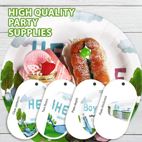 96 Pcs Golf Gender Reveal Party Plates and Napkins - Grencian