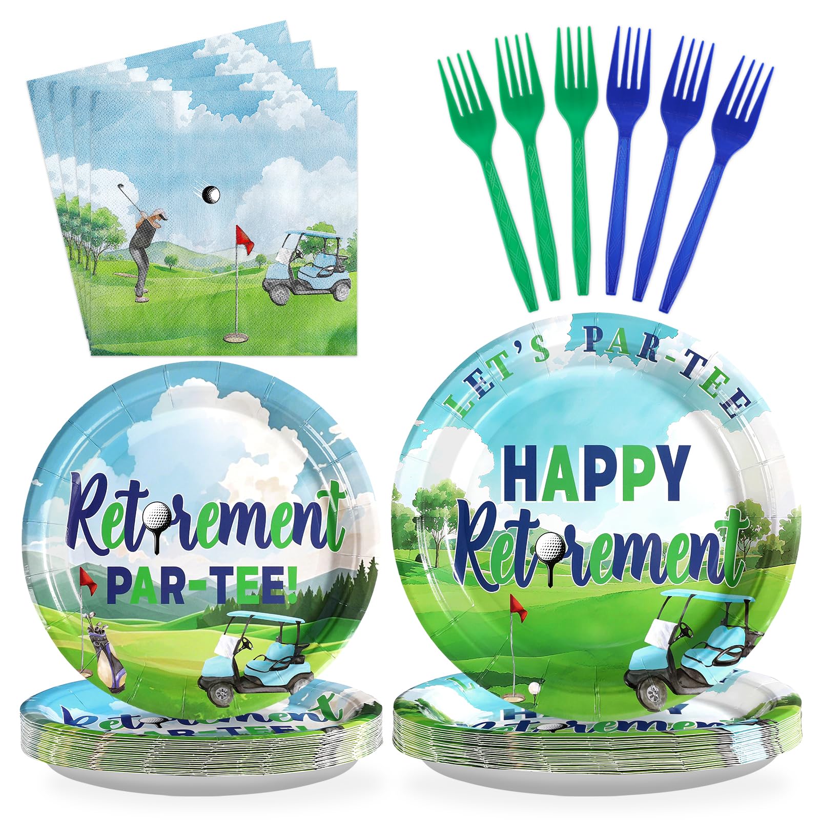 96 Pcs Golf Retirement Party Plates and Napkins - Grencian