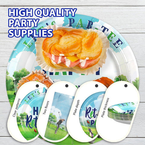 96 Pcs Golf Retirement Party Plates and Napkins - Grencian
