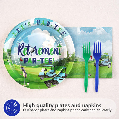 96 Pcs Golf Retirement Party Plates and Napkins - Grencian
