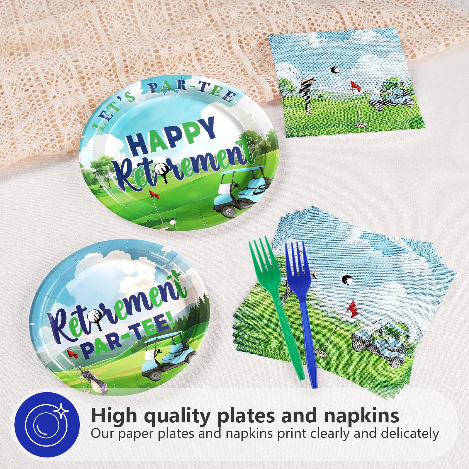 96 Pcs Golf Retirement Party Plates and Napkins - Grencian