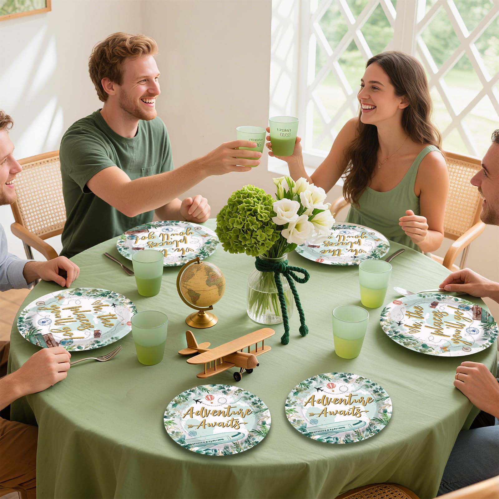 96 Pcs Green Adventure Party Plates and Napkins - Grencian