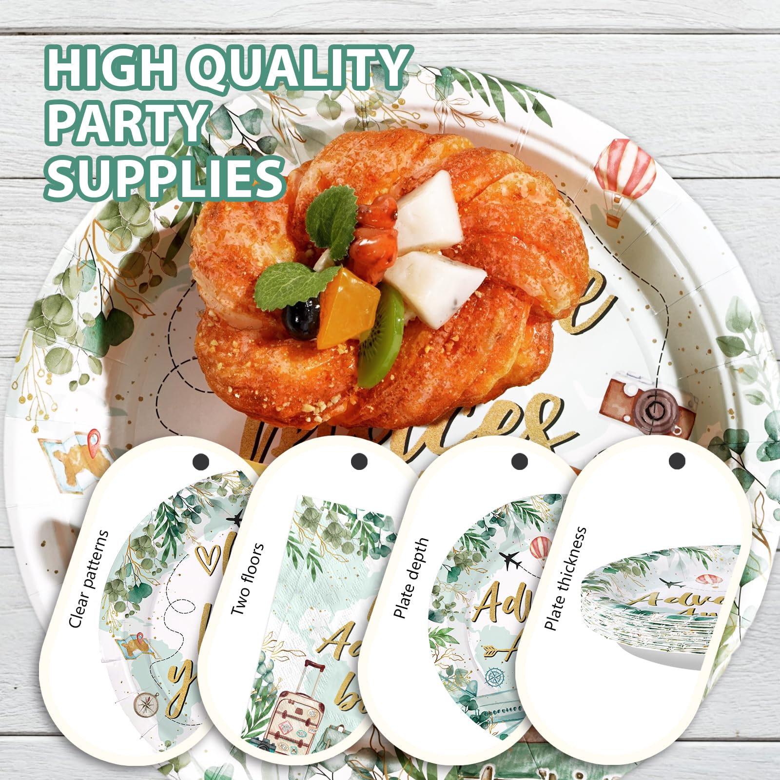 96 Pcs Green Adventure Party Plates and Napkins - Grencian
