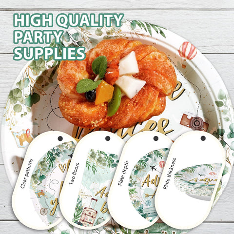 96 Pcs Green Adventure Party Plates and Napkins - Grencian
