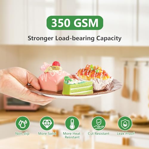 96 Pcs Green Brown Party Plates and Napkins - Grencian