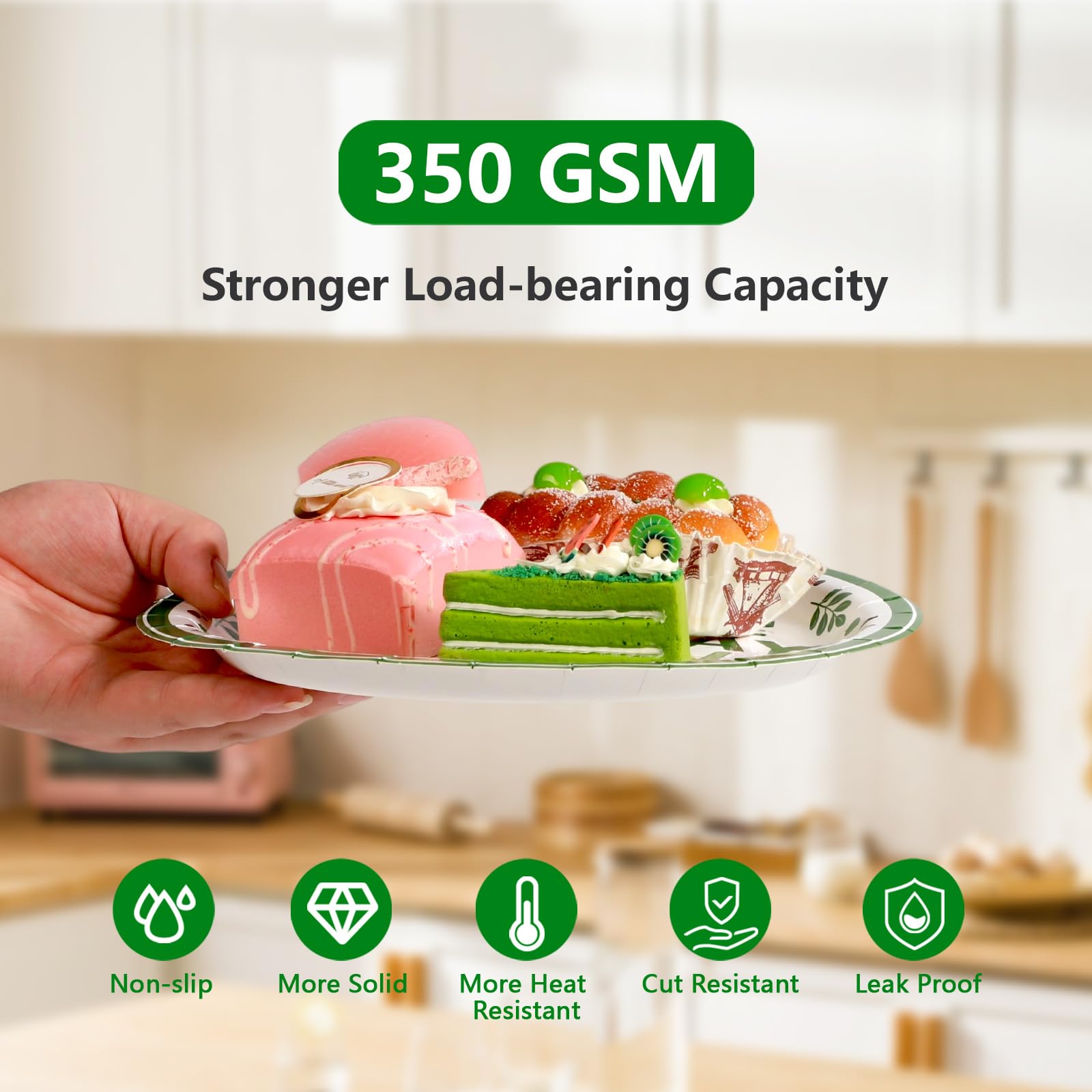 96 Pcs Green Coffee Birthday Party Plates and Napkins - Grencian