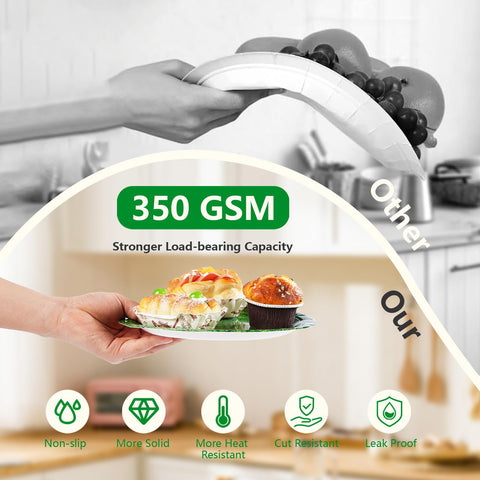 96 Pcs Green Moss Party Plates and Napkins - Grencian