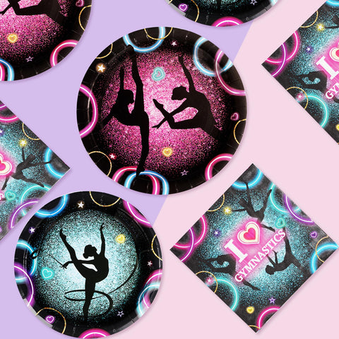 96 Pcs Gymnastics Party Plates and Napkins - Grencian