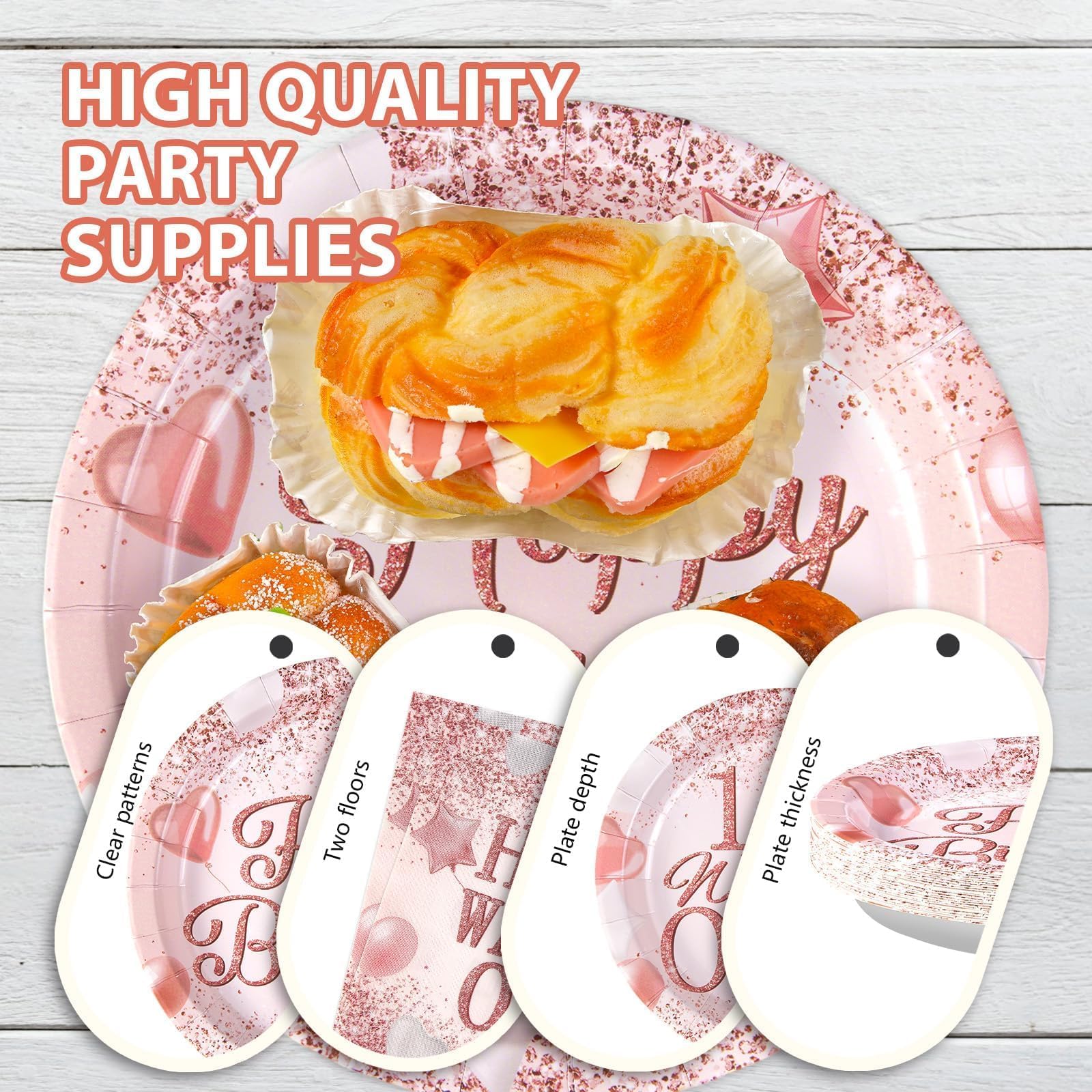 96 Pcs Half Birthday Party Plates and Napkins - Grencian