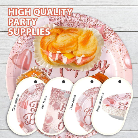96 Pcs Half Birthday Party Plates and Napkins - Grencian