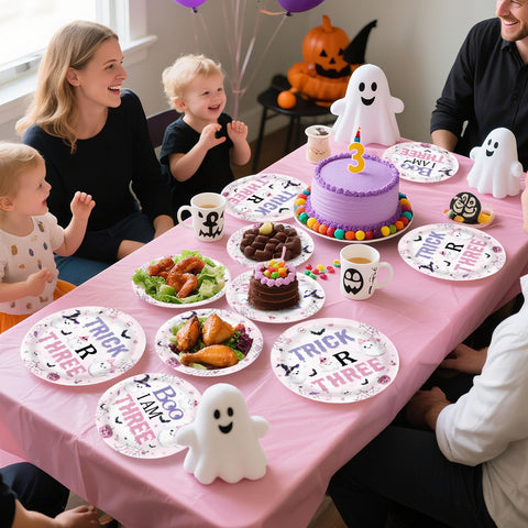 96 Pcs Halloween 3rd Birthday Party Plates and Napkins - Grencian