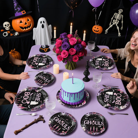 96 Pcs Halloween Bachelorette Party Plates and Napkins - Grencian