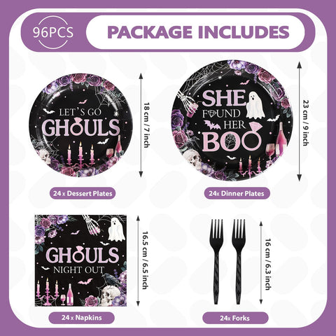 96 Pcs Halloween Bachelorette Party Plates and Napkins - Grencian
