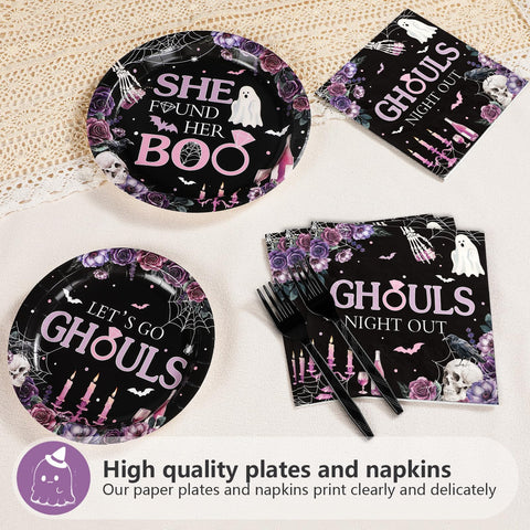 96 Pcs Halloween Bachelorette Party Plates and Napkins - Grencian