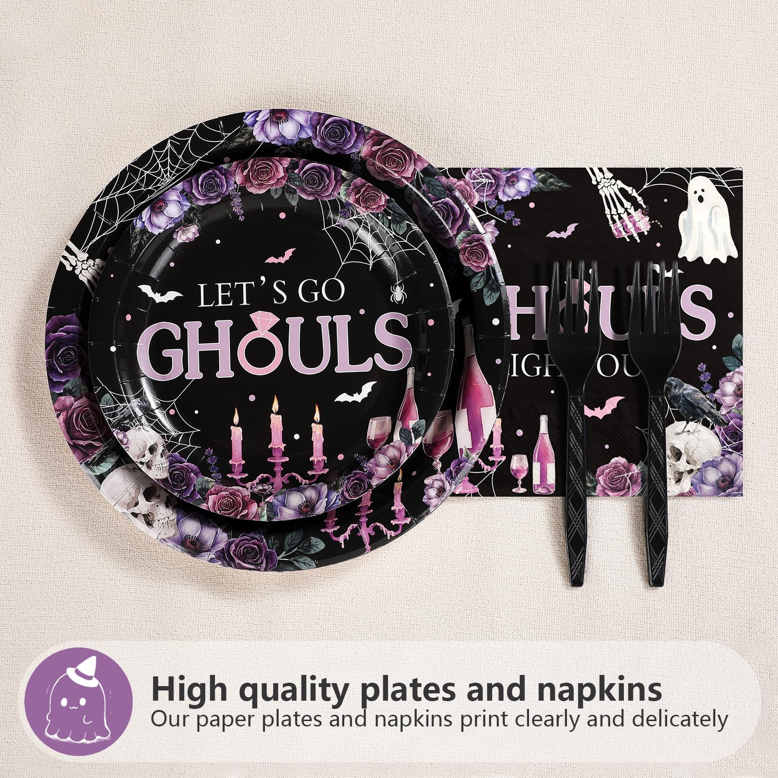 96 Pcs Halloween Bachelorette Party Plates and Napkins - Grencian